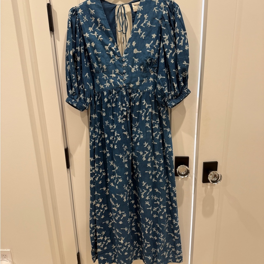 Mirth Floral Blue Midi Dress, small